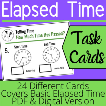Preview of Basic Elapsed Time Task Cards: PDF and Boom Cards™ Distance Learning