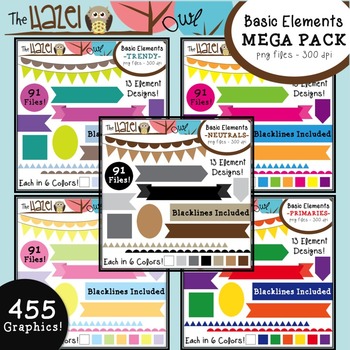 Preview of Basic Elements Clip Art MEGA Pack - Frames, Badges, Banners, & Page Dividers