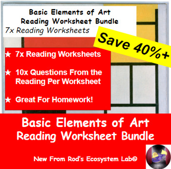 Preview of Basic Elements of Art Reading Worksheet Bundle **Editable**