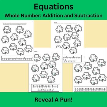 Preview of Basic Equations- Whole Digit, Addition & Subtraction, St. Patrick's Day, Set of2