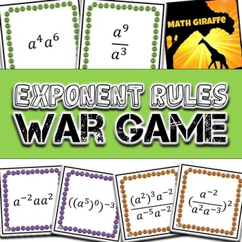 Preview of Basic Exponent Rules - War Game (one variable)