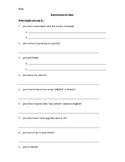 Basic Expressions for French Class Worksheet