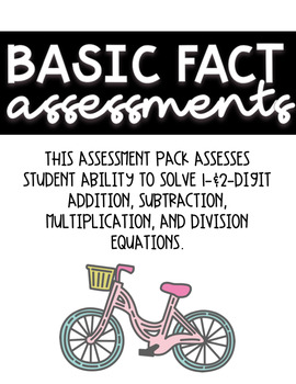 Preview of Basic Fact Math Assessments Pack Program