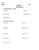 Basic Factoring Review Test with Student Marking Sheet