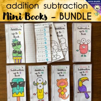 Preview of Basic Facts Mini Math Books Bundle, Addition Subtraction up to 5, 10, 20