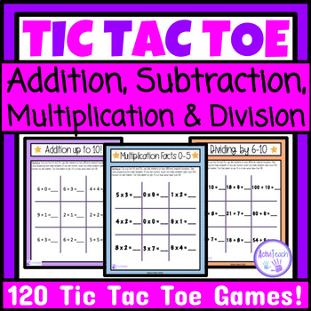 Preview of Basic Math Facts Practice Tic Tac Toe Games Math Fact Fluency Activities SPED