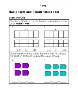 Preview of Basic Facts and Relationships Assessment
