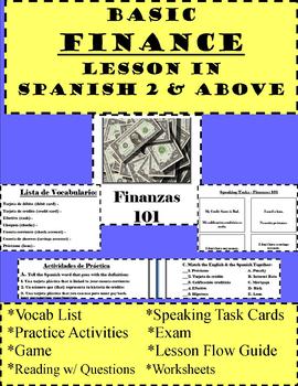 Preview of Basic Finance Lesson Bundle in Spanish 2 or Above