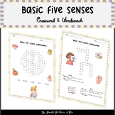 Basic Five Senses Crossword & Wordsearch K-2 Vocabulary Ba
