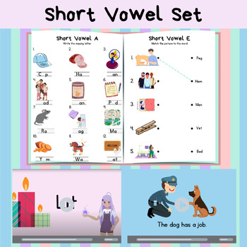 Preview of Interactive Short Vowel Learning: Video, Story, Worksheet Set