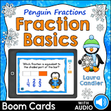 Basic Fraction Concepts Boom Cards with Audio (Penguin Fractions)
