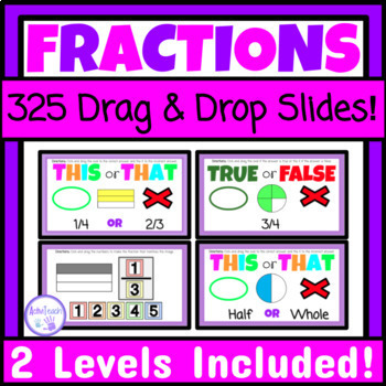 Preview of Basic Fractions Activities Google Slides Special Education Math Center No Prep