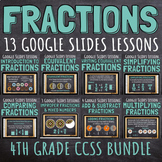 4th Grade Fractions 13 Google Slides Lessons BUNDLE with P