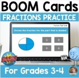 Basic Fractions Review SELF-GRADING BOOM Deck -Grades 3-4: