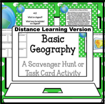Preview of Basic Geography Task Card Activity Set for Google Classroom or on Google Drive