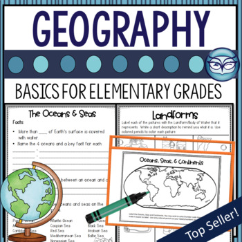 Preview of Geography Map Skills Lessons, Activities, and Assessment for Grades 2-5