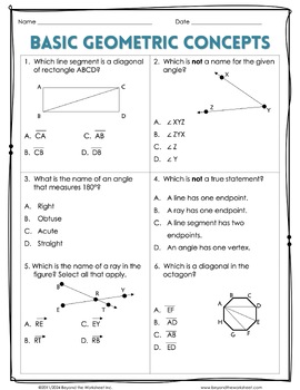 Geometric Concepts Worksheet - Free Activity by Lindsay Perro  TpT