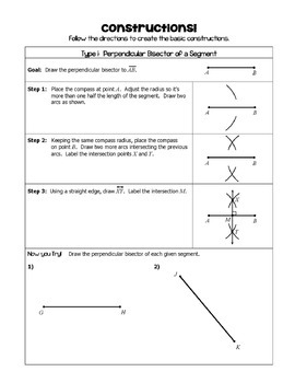 Geometry Constructions Instructions With Practice By All Things Algebra