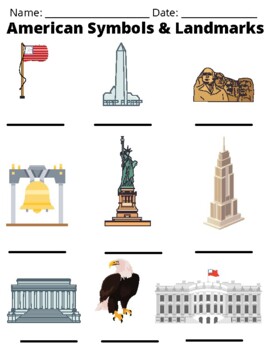 Preview of Basic Government: American Symbols and Landmarks - Special Education Worksheet