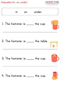 preposition in, on, under