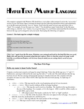 Preview of Basic Guide to Creating Student Web Pages using HTML Code