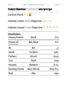 Preview of Basic Hebrew: Lesson #1 - Bayit Packet