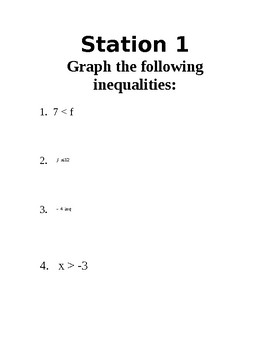 Preview of Basic Inequality Stations (Writing & Graphing)