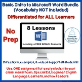 Differentiated Basic Intro to Microsoft Word Bundle (No Vo