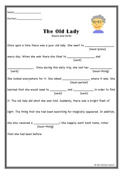 basic mad lib stories noun verb adjective set of four tpt