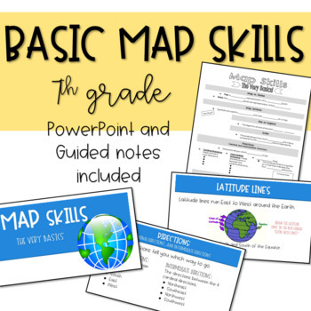 Preview of Basic Map Skills PowerPoint and Guided Notes