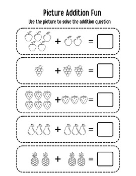Basic Math Addition Worksheet, Numbers And Picture Activities, Free