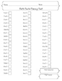 Basic Multiplcation Math Facts 1-10 Tracking Sheet - Data 