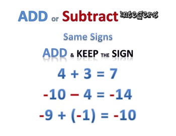 Preview of Basic Math Facts - Adding and Subtracting Integers
