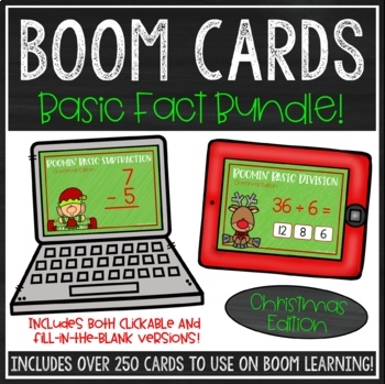 Preview of Basic Math Facts BOOM Card™ Bundle (Christmas Edition)
