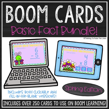 Preview of Basic Math Facts BOOM Card™ Bundle (Spring Edition) 