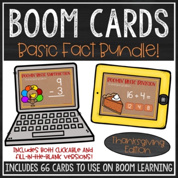 Preview of Basic Math Facts BOOM Card™ Bundle (Thanksgiving Edition) 