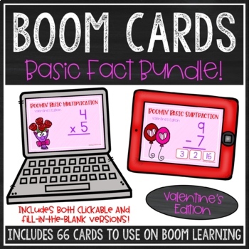 Preview of Basic Math Facts BOOM Card™ Bundle (Valentine's Day Edition)