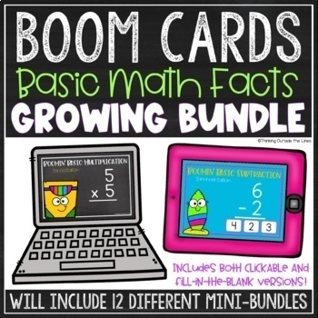 Preview of Basic Math Facts BOOM Card™ Growing Bundle 