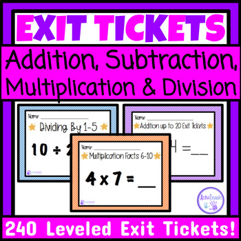 Preview of Basic Math Facts Exit Ticket Slips Assessments Math Fact Fluency Special Ed Math
