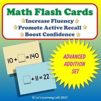 Basic Math Flash Cards - Advanced Addition Set by Lo's Learning Loft