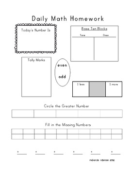 Basic Math Homework by McKenzie Robinson | TPT