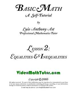 Preview of Basic Math: Lesson 2 - Equalities & Inequalities