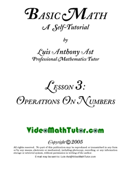 Preview of Basic Math: Lesson 3 - Operations on Numbers