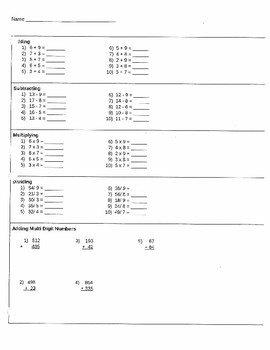 Preview of Basic Math Operations Assessment