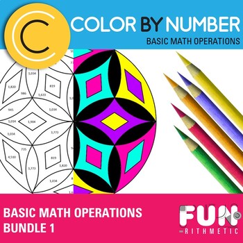 Preview of Basic Math Operations Color by Number Bundle 1