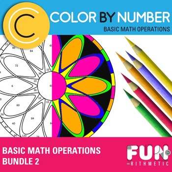Preview of Basic Math Operations Color by Number Bundle 2