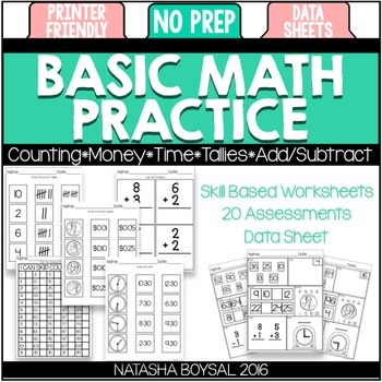 Preview of Basic Math Practice (No Prep Worksheets and Assessments)