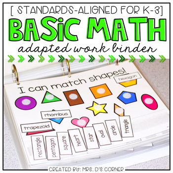 Preview of Basic Math Skills Adapted Work Binder® ( for Special Needs )
