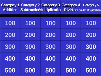 Preview of Basic Math Skills Jeopardy Powerpoint