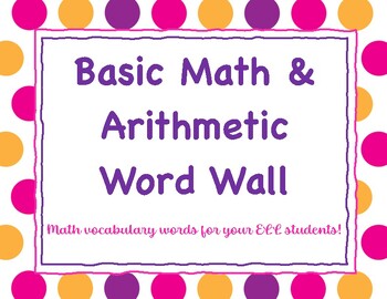 Preview of Basic Math and Arithmetic Word Wall for ELLs | Math 4 ELL